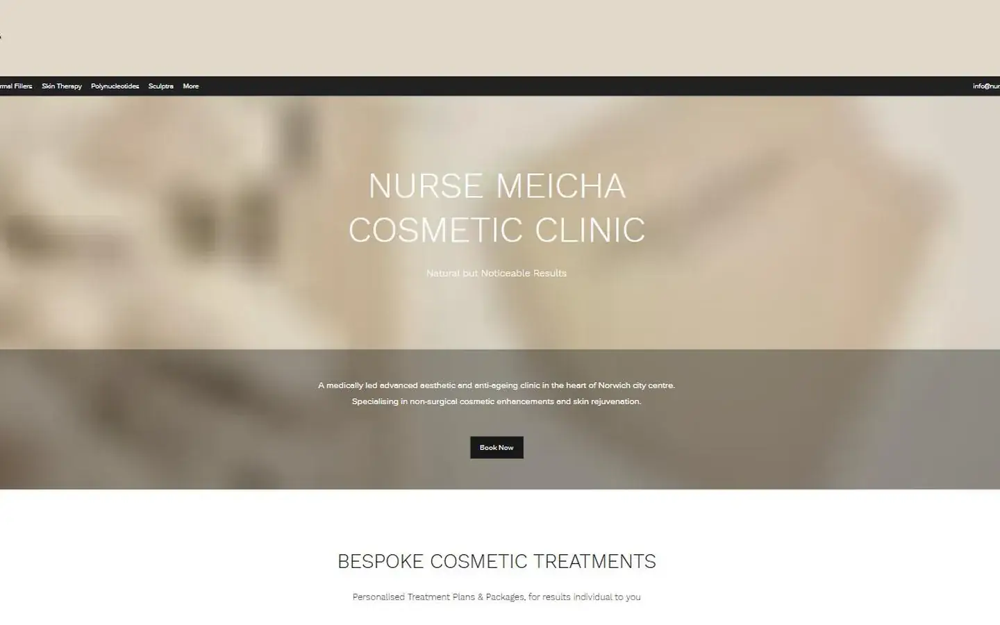Nurse Meicha Cosmetic Clinic home page, before