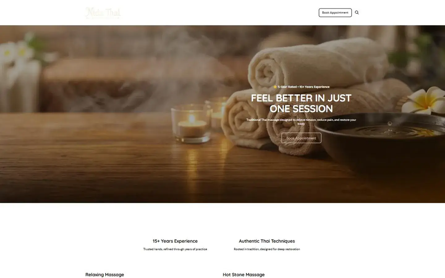 Nida Thai Massage home page, before