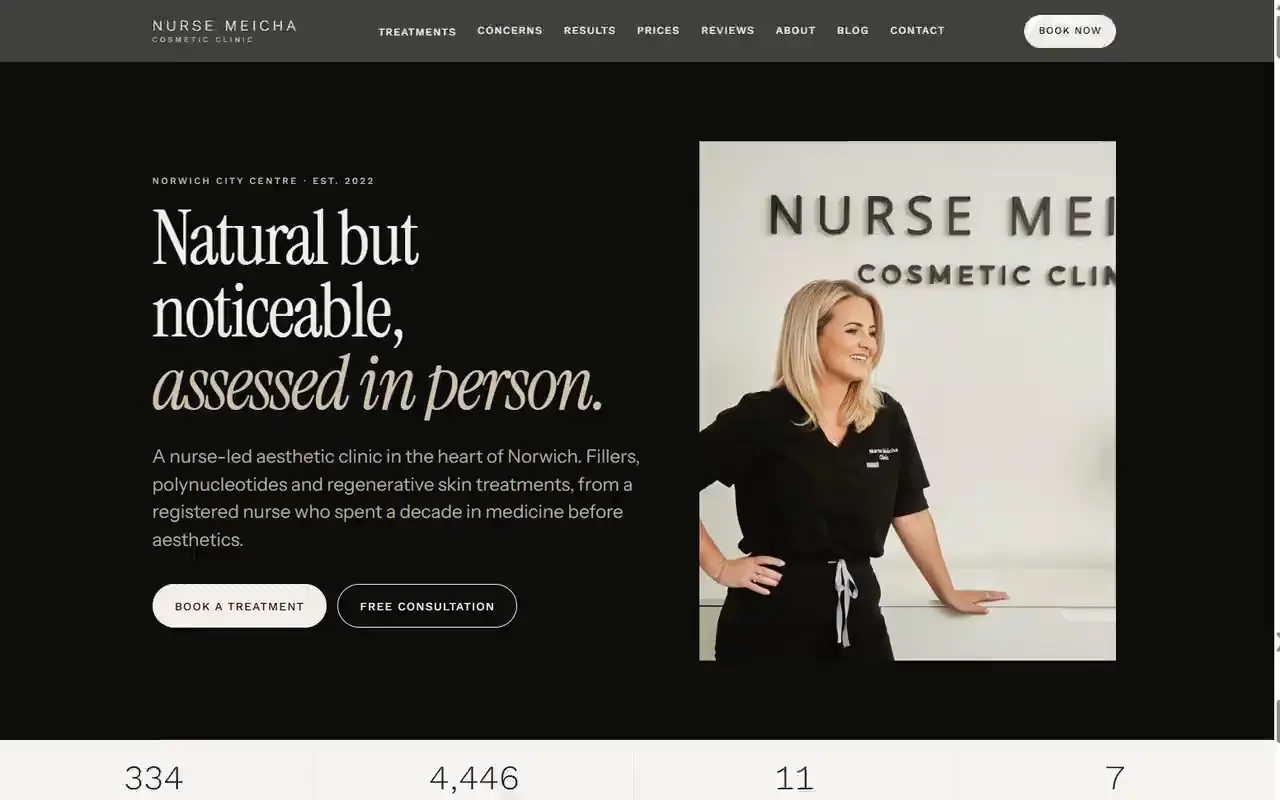 Nurse Meicha Cosmetic Clinic website, Cosmetic nurse, Norwich