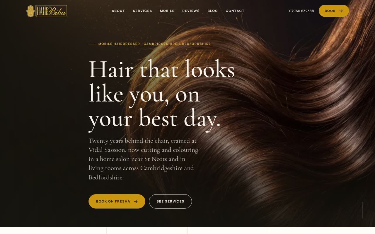 The new HairBiba home page
